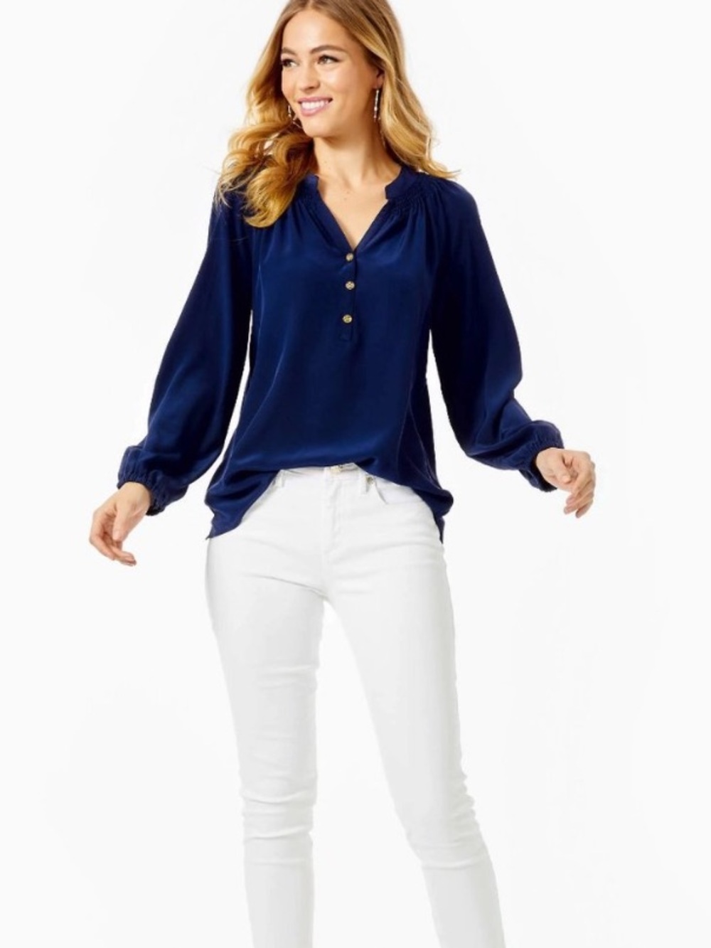 Lilly Pulitzer Elsa Silk Top, True Navy